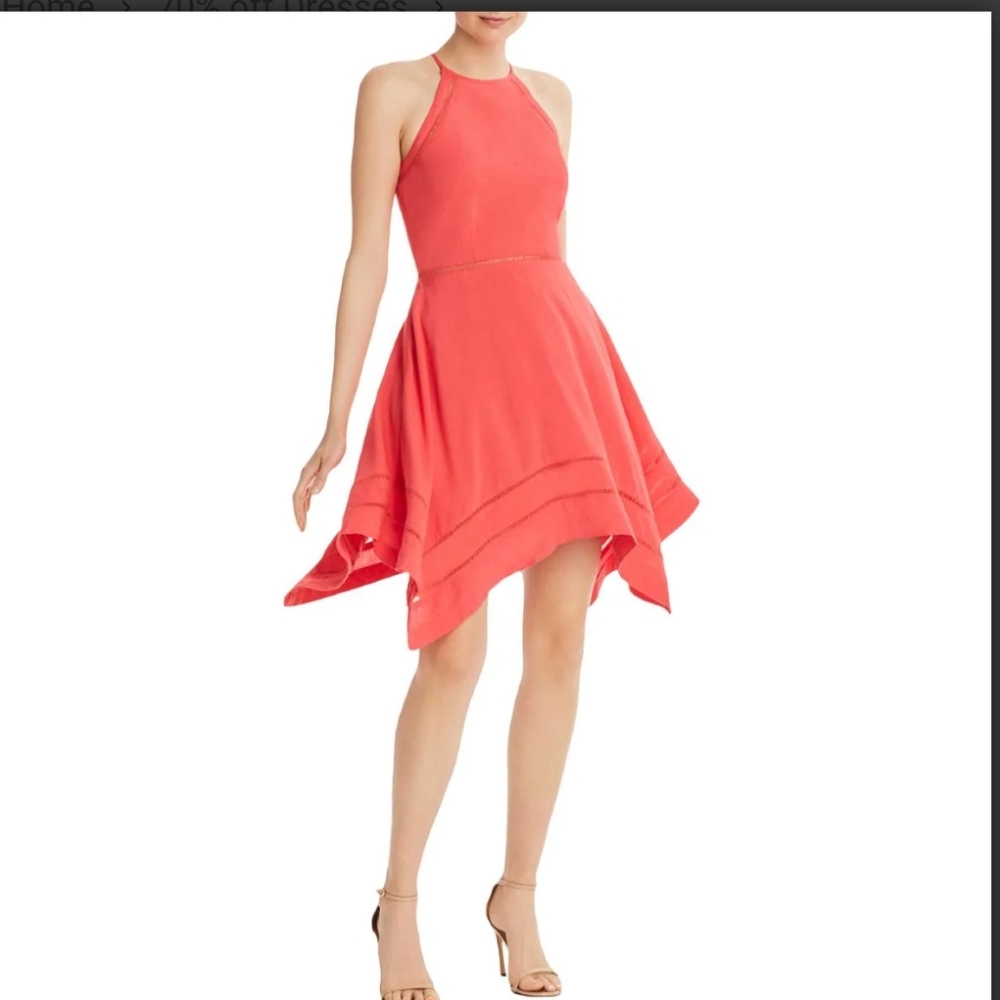 Aqua ricrac high neck knee length dress